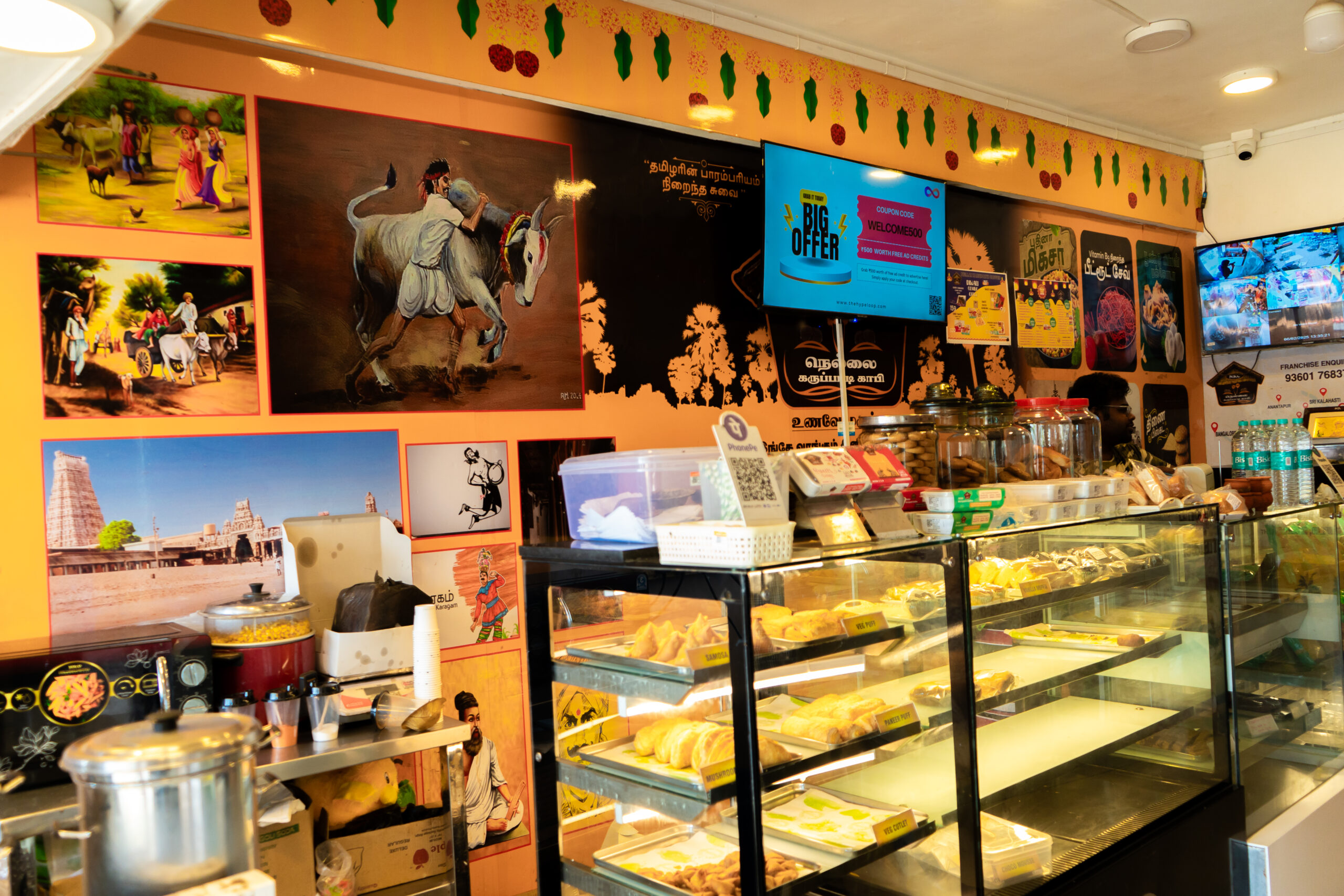 Digital screen advertising Nellai Karupatti Coffee Besant Nagar Chennai