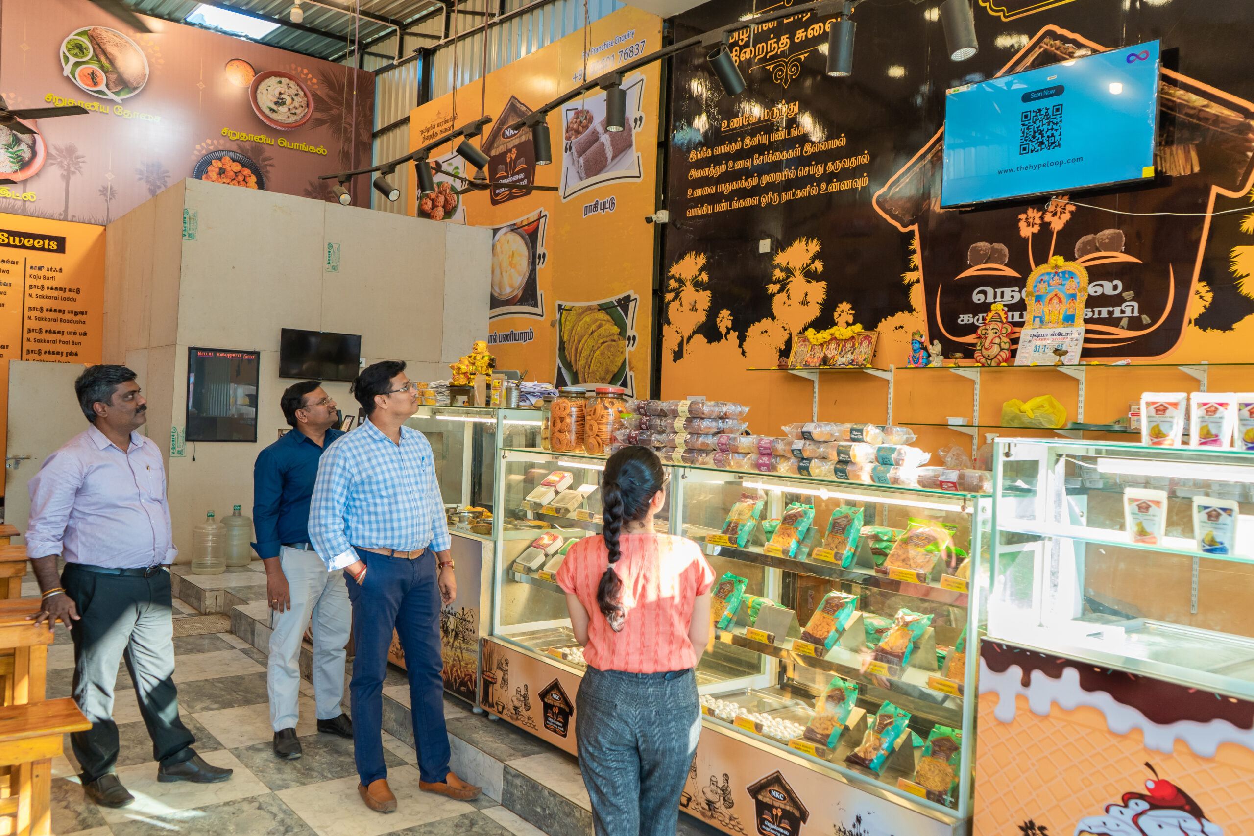 Digital screen advertising at Nellai Karupatti Coffee OMR Navalur Chennai