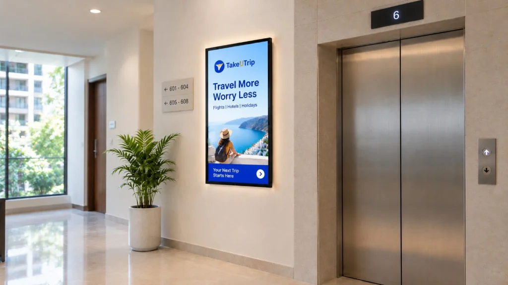 Digital screen advertising in residential apartment communities